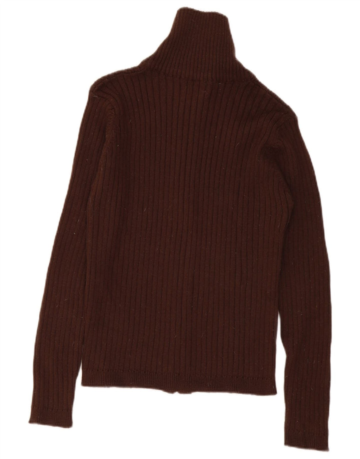 Maglione cardigan da donna Zara UK 14 lana marrone medio