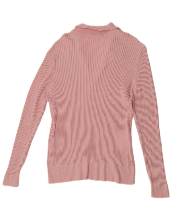 Marks & Spencer Womens Polo Neck Jumper Sweater UK 14 Medium Pink