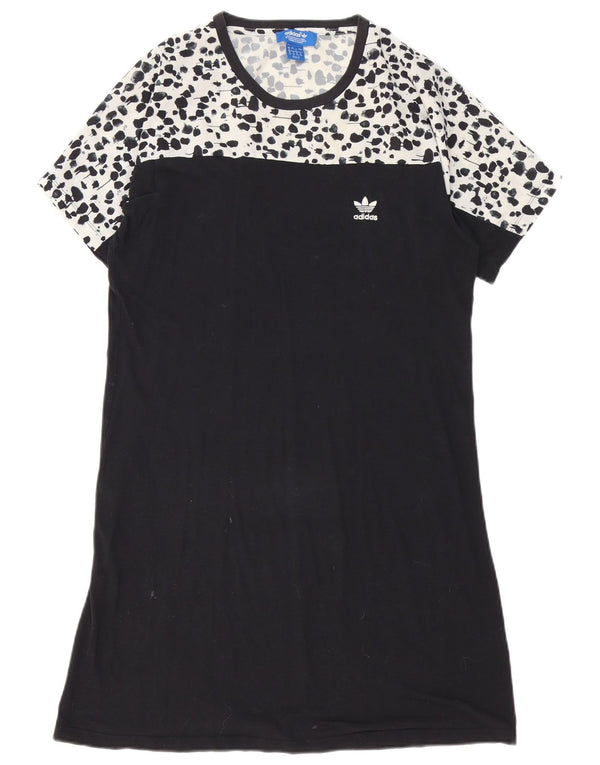 Abito t-shirt da donna Adidas UK 8 piccola stampa animalier nera