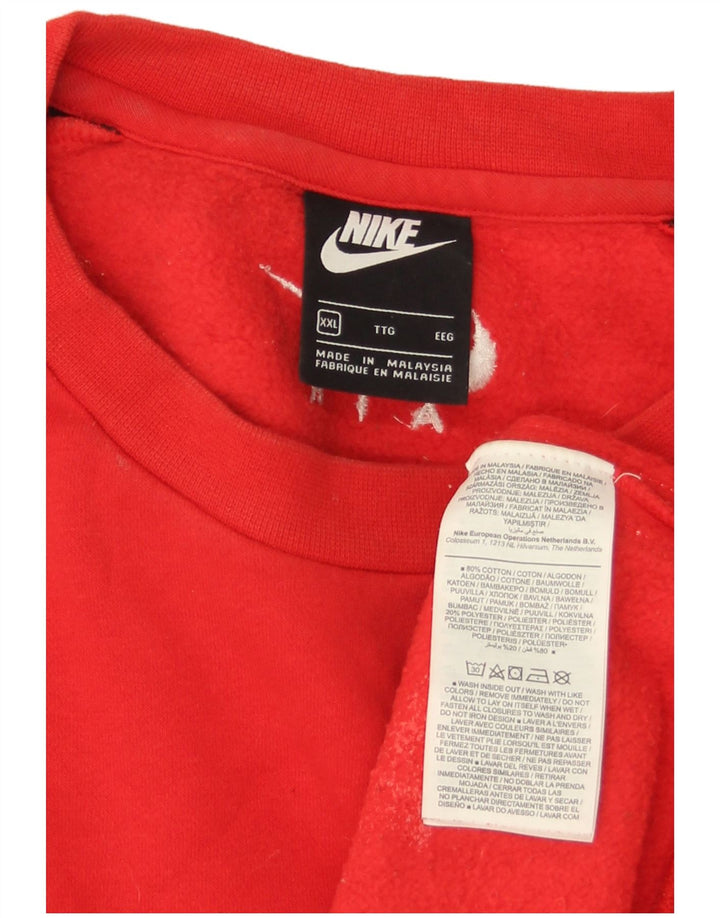 Felpa con grafica Nike da uomo 2XL in cotone color block rosso