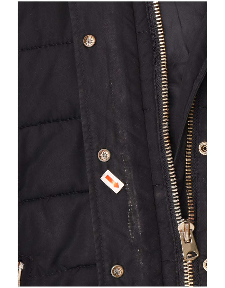 Giacca imbottita corta con cappuccio da donna Topshop UK 14 poliestere medio blu navy