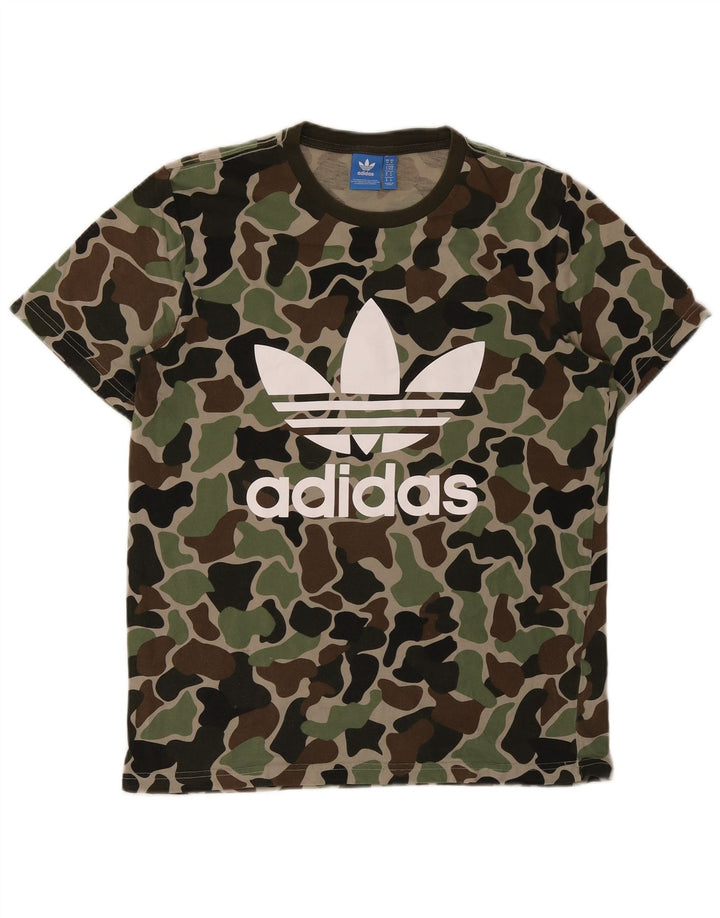 T-shirt grafica da uomo Adidas Top in cotone mimetico verde medio