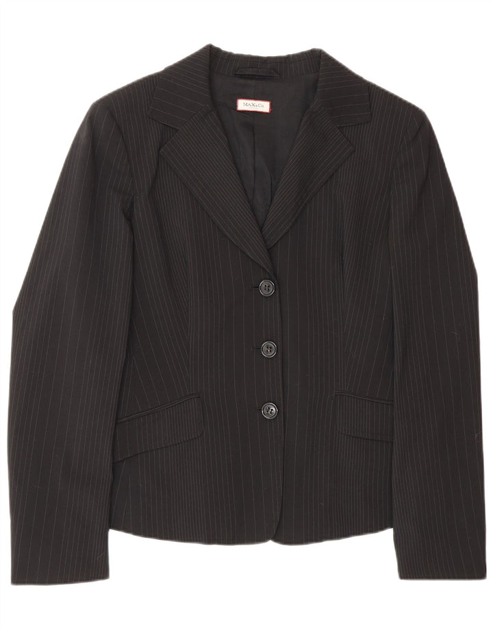 Giacca blazer a 3 bottoni da donna Max & Co. UK 10 piccola in poliestere a righe nere