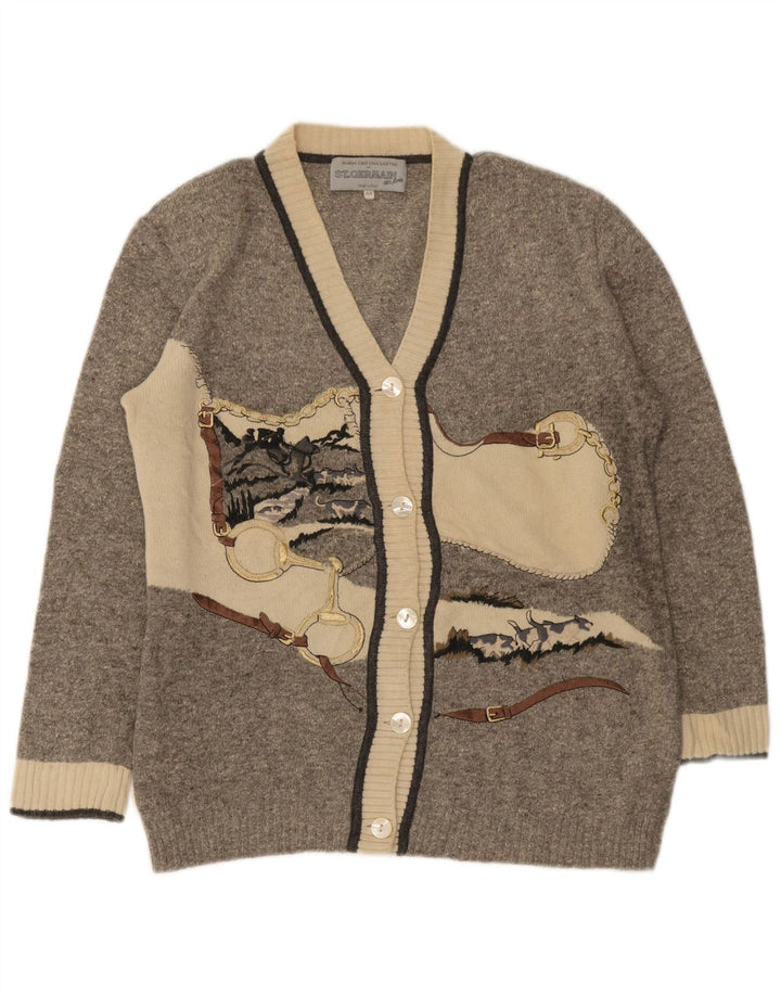 Maglione cardigan grafico da donna St. Germain IT 44 Blocco colore grigio medio