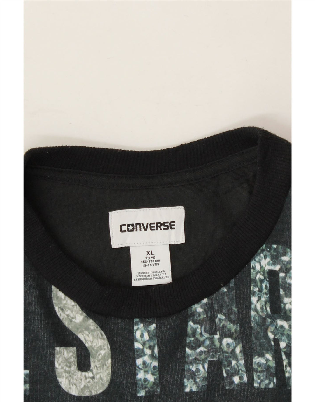 CONVERSE Boys Graphic Sweatshirt Jumper 13-14 Years XL Black Polyester Vintage Converse and Second-Hand Converse from Messina Hembry 