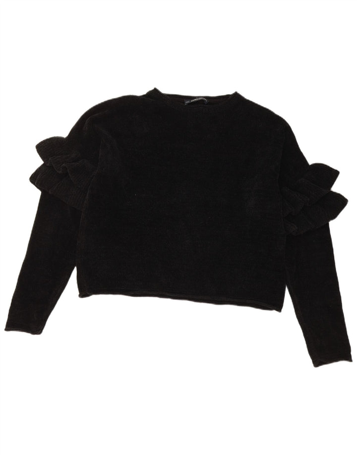 Maglione corto girocollo oversize da donna Zara UK 10 piccolo nero