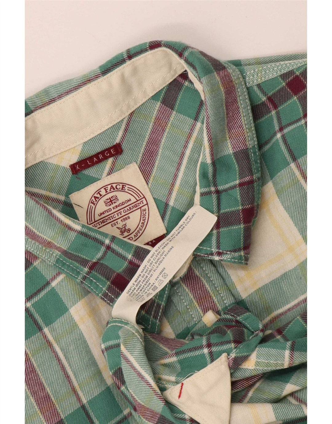 Camicia in flanella da uomo Fat Face XL in cotone a quadri verdi
