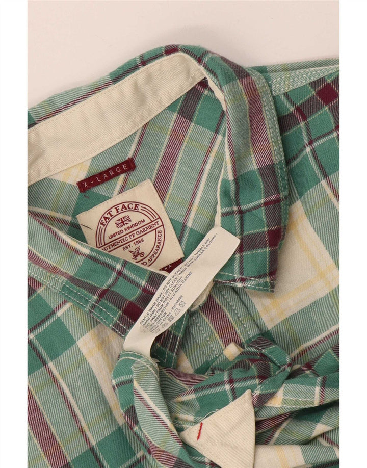 Camicia in flanella da uomo Fat Face XL in cotone a quadri verdi