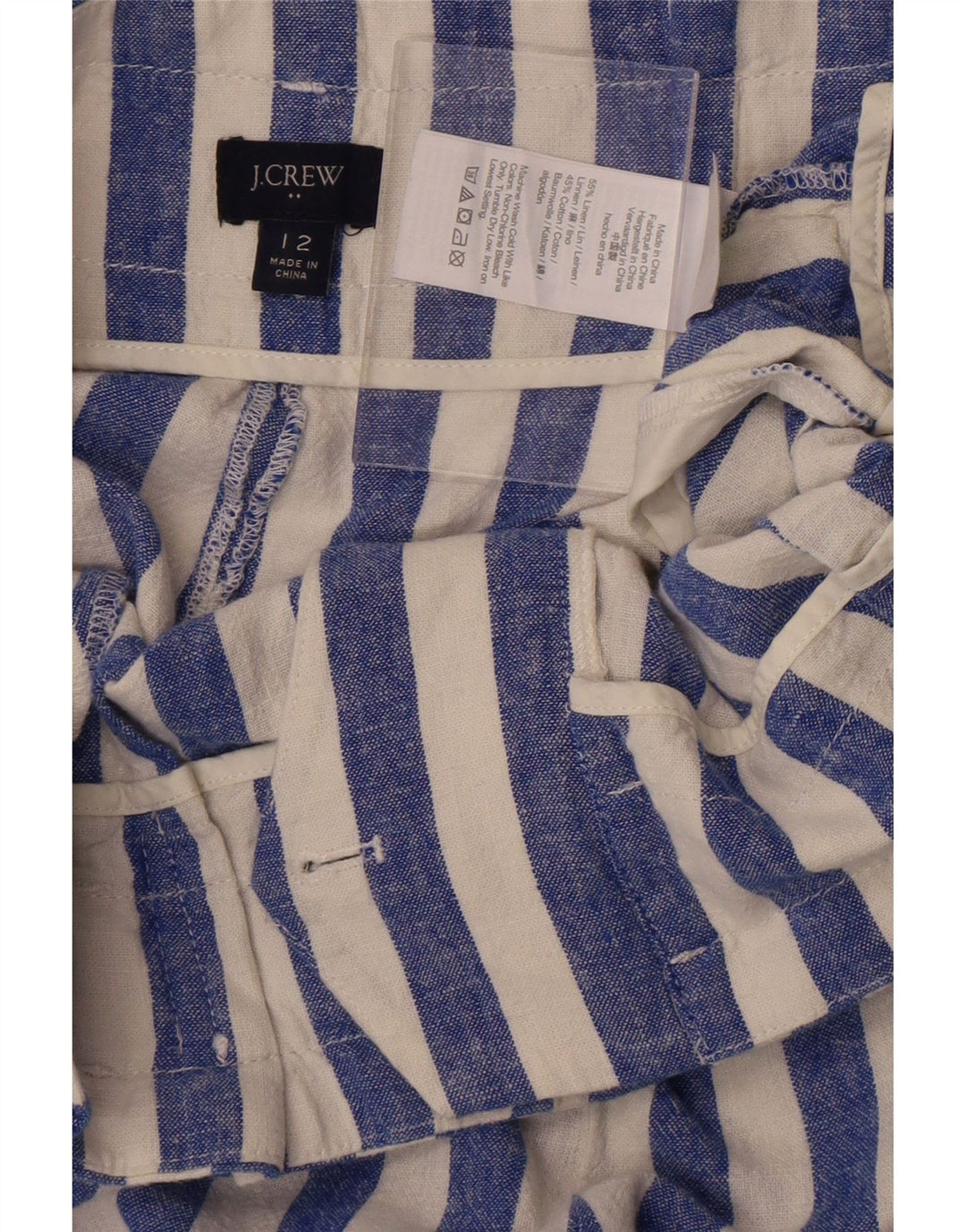 Pantaloni corti dritti da donna J. Crew US 12 Large W32 L25 a righe blu