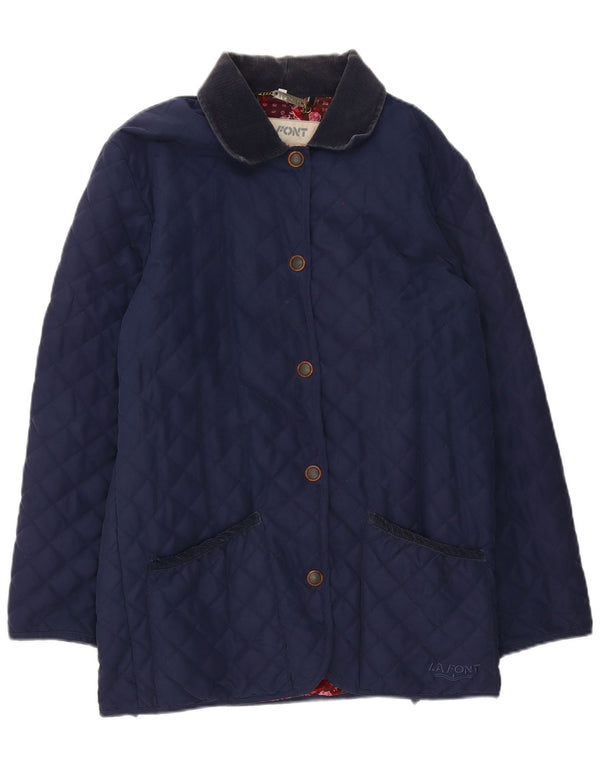 Lafont Womens Loose Fit Quilted Jacket UK 10 Small Navy Blue Polyester