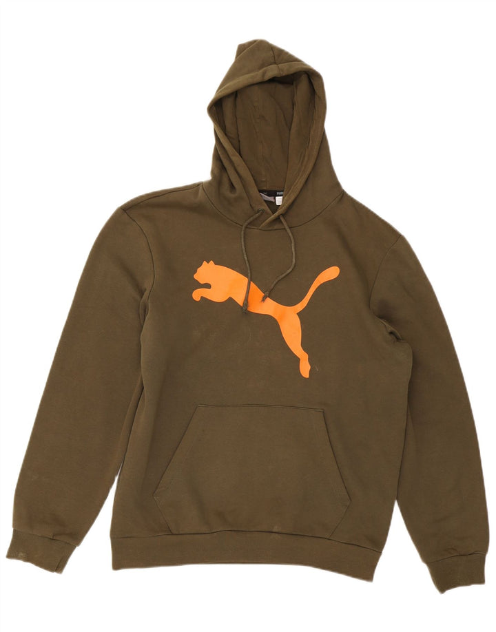 Felpa con cappuccio grafica da uomo PUMA piccola in cotone kaki