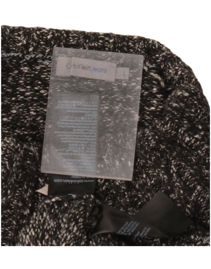 CALVIN KLEIN JEANS maglione maglione da donna con collo alto UK 16 grande nero