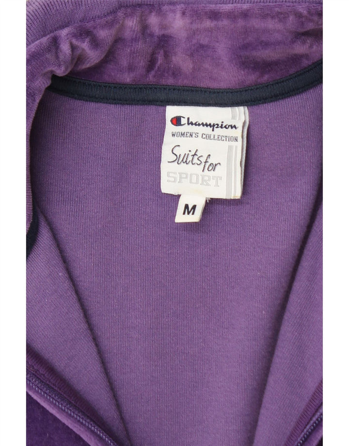 CHAMPION Giacca da tuta in velluto da donna UK 14 Cotone viola medio