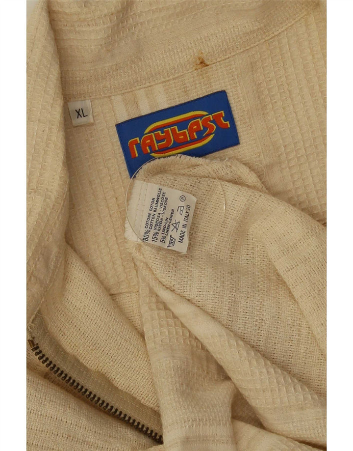 Camicia vintage da uomo a maniche corte XL a righe beige