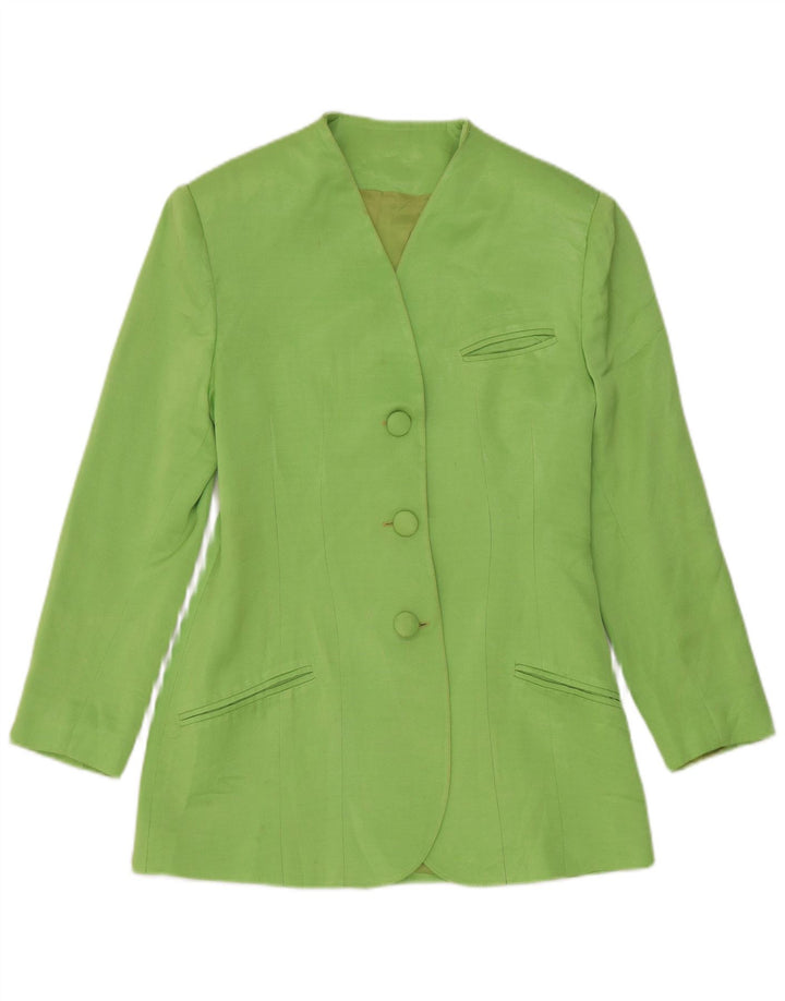 Giacca blazer vintage da donna a 3 bottoni UK 8 piccola verde