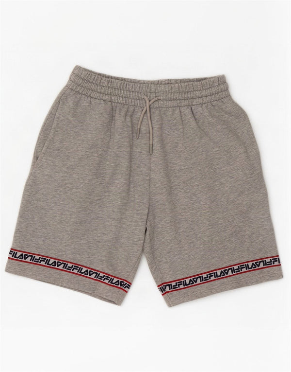Pantaloncini sportivi grafici da uomo Fila in cotone color block grigio medio