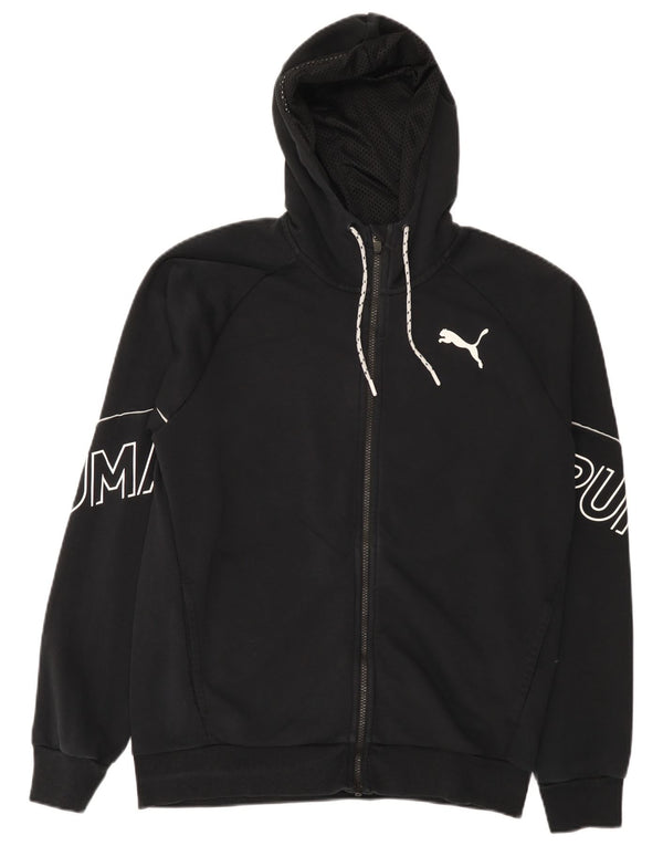 Felpa con cappuccio e zip grafica da uomo Puma in cotone nero medio