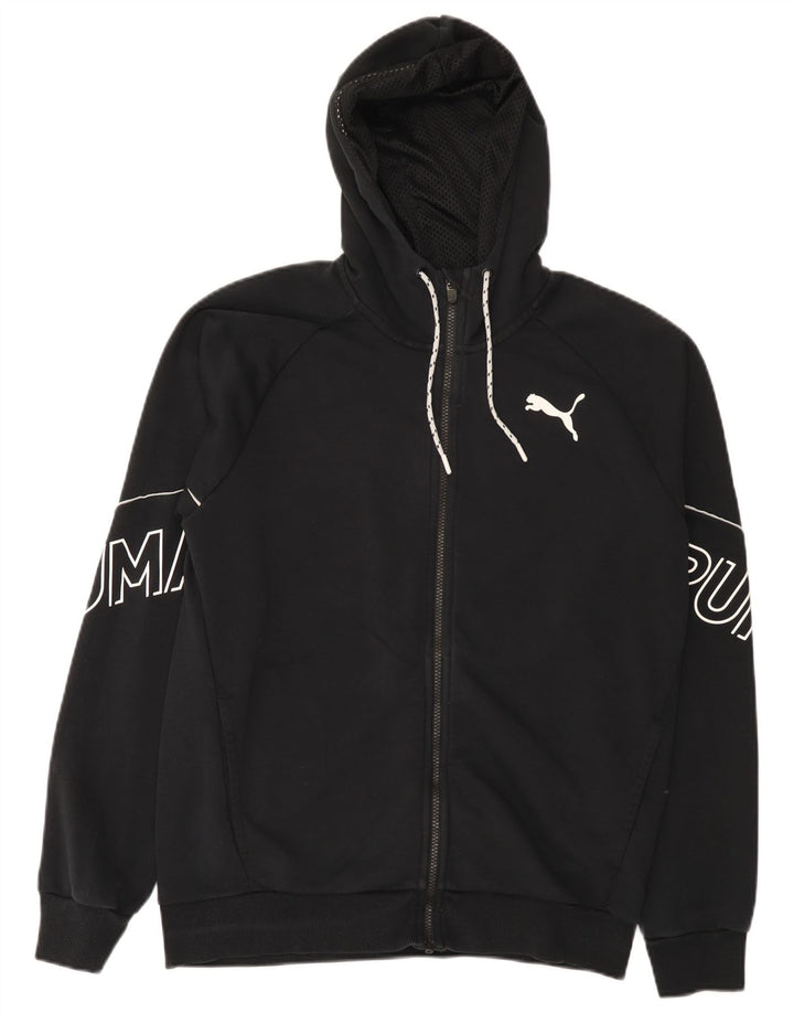 Felpa con cappuccio e zip grafica da uomo Puma in cotone nero medio