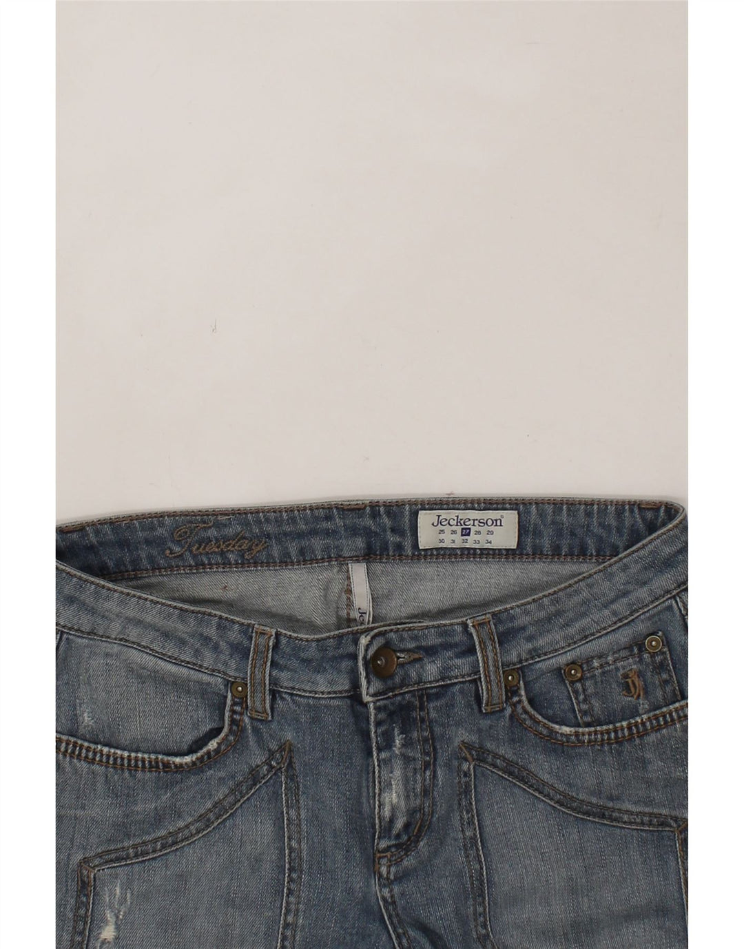JECKERSON Womens Distressed Slim Jeans  W27 L33 Blue Cotton Vintage Jeckerson and Second-Hand Jeckerson from Messina Hembry 