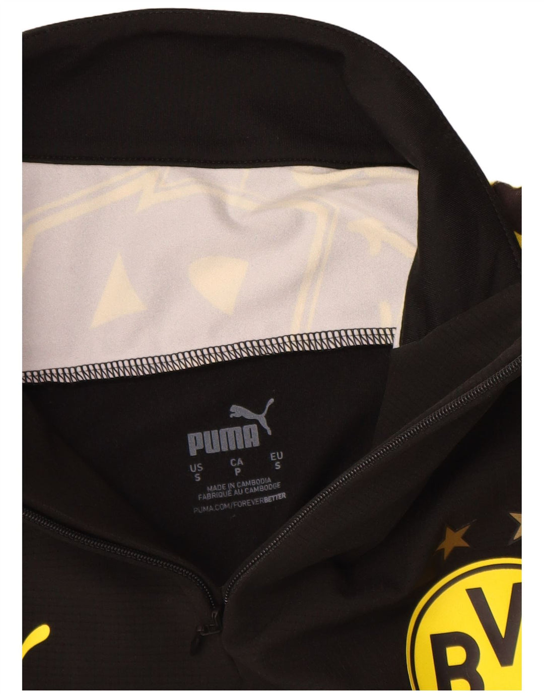 Puma Uomo BVB Dortmund Grafica Zip Collo Pullover Tuta Top Piccola Nera