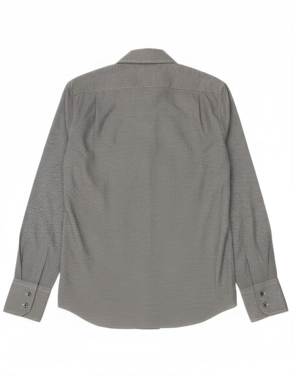 Camicia da uomo Hugo Boss piccola in cotone gessato grigio