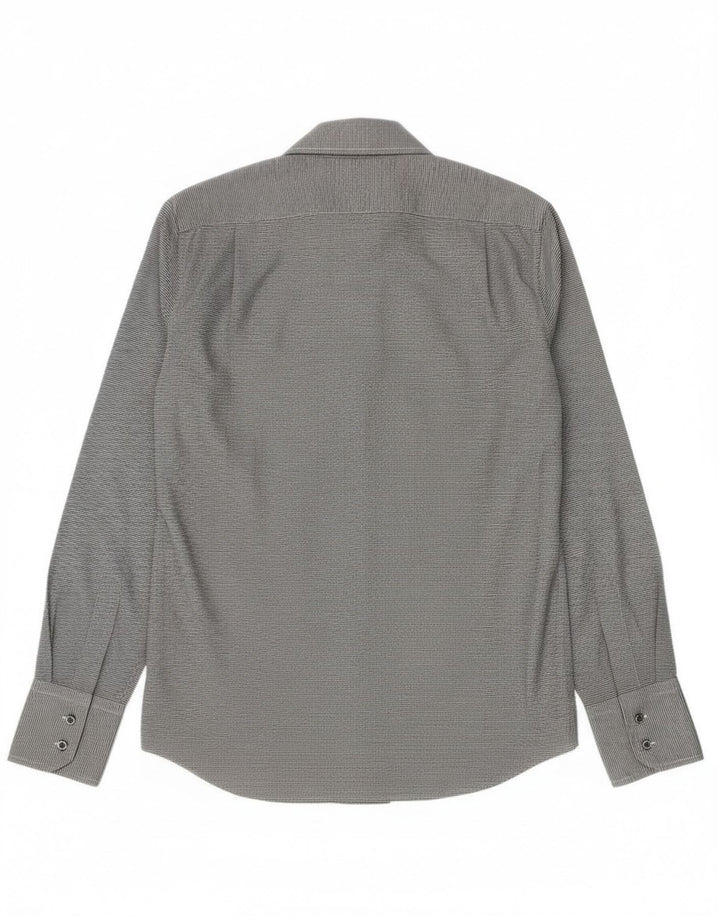 Camicia da uomo Hugo Boss piccola in cotone gessato grigio