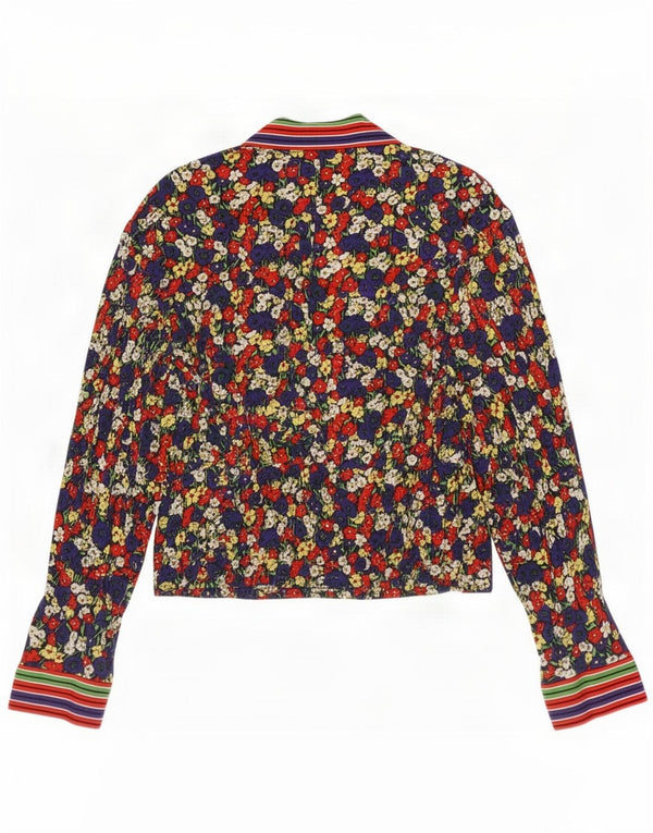 Camicia camicia vintage da donna UK 12 media multicolore floreale
