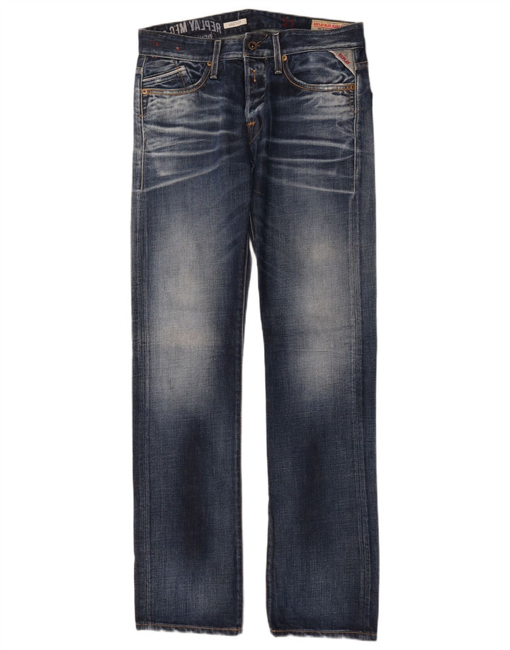 Replay Jeans dritti con grafica da uomo W31 L34 cotone blu