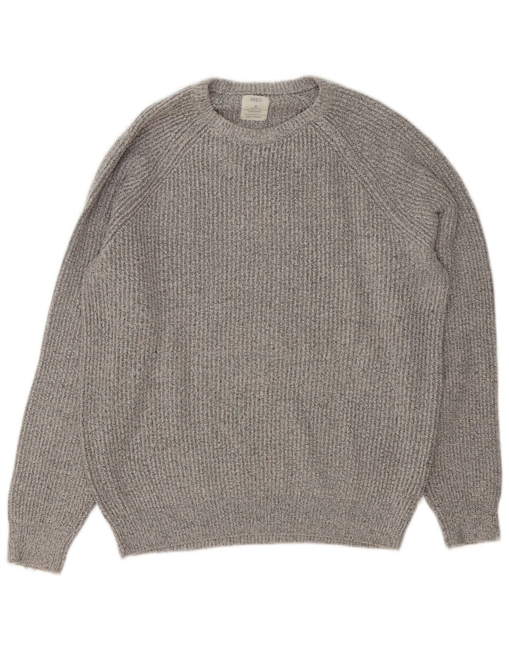 Maglione maglione girocollo da uomo Marks & Spencer poliestere grigio medio