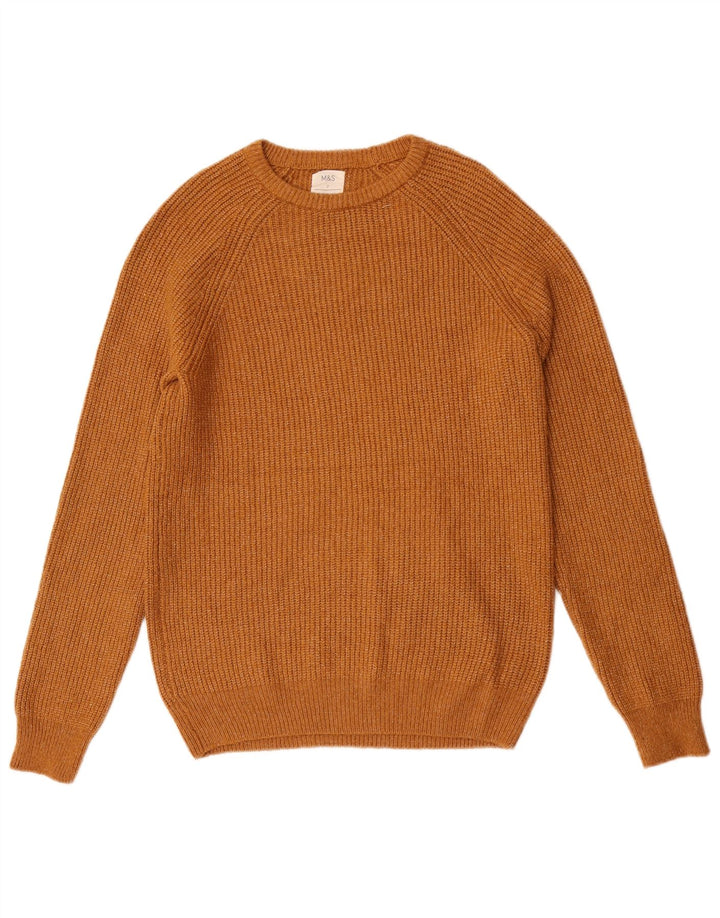 Maglione da uomo Marks & Spencer con scollo a barca piccolo marrone in poliammide