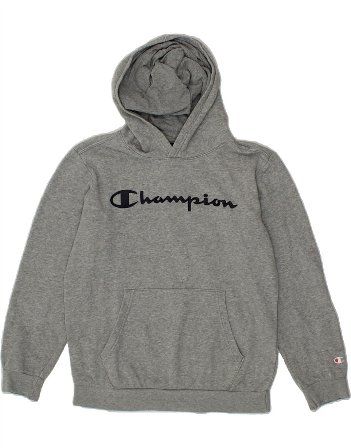 CHAMPION Boys Graphic Hoodie Jumper 11-12 Years Grey Vintage Champion and Second-Hand Champion from Messina Hembry 