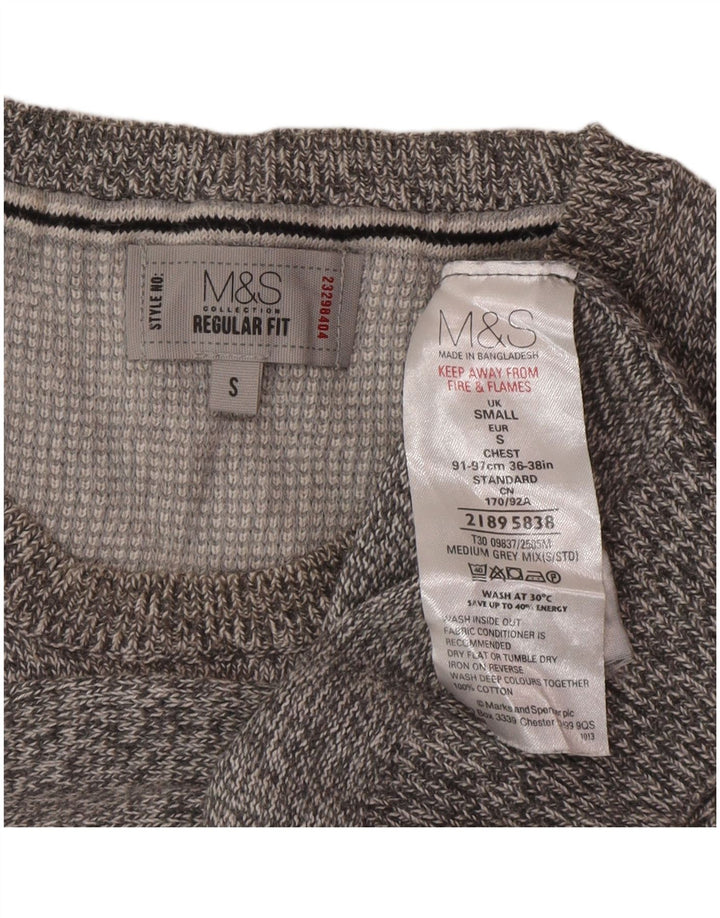 Maglione maglione girocollo da uomo Marks & Spencer piccolo grigio screziato