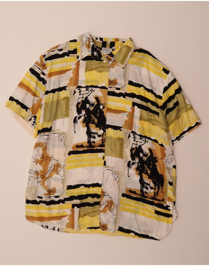 CAVALLO Womens Oversized Abstract Pattern Shirt Dress IT 44 Medium Yellow