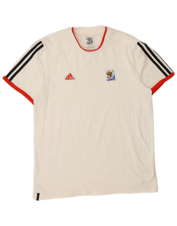 T-shirt Adidas da uomo a maniche corte, grande, in cotone bianco