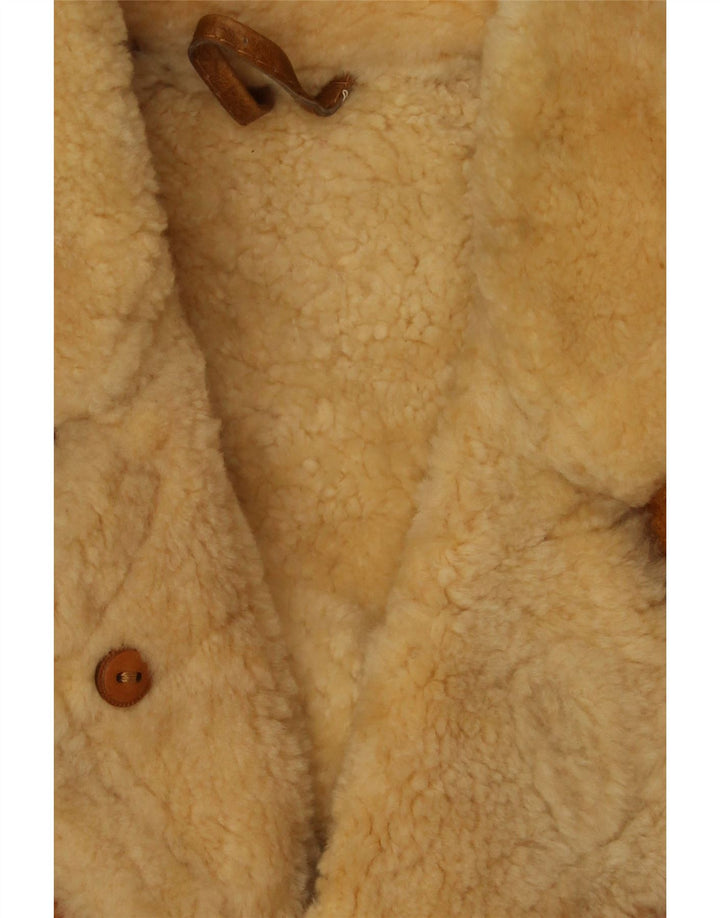 Giacca in shearling da uomo VINTAGE UK 40 grande in pelle marrone