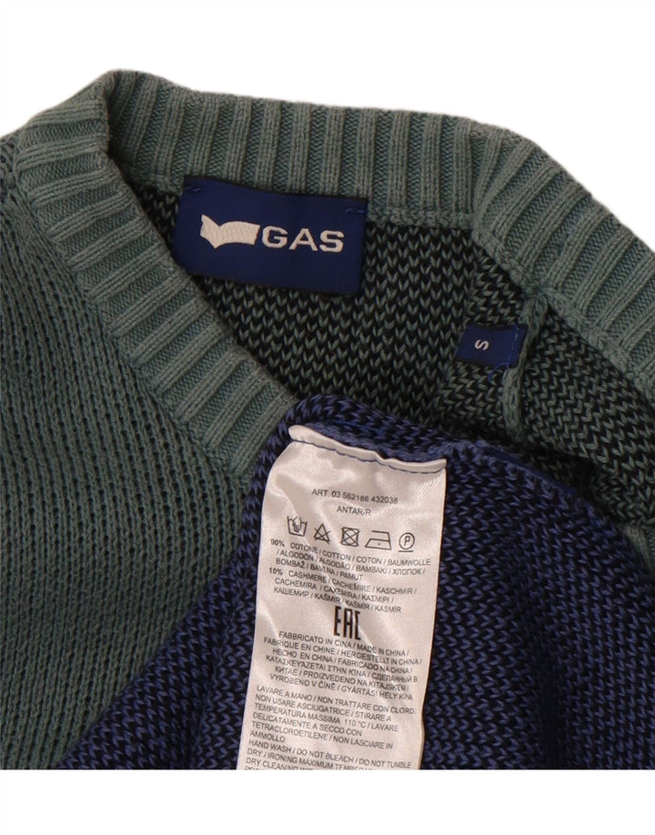 GAS Mens Graphic Crew Neck Jumper Sweater Small Multicoloured Colourblock Vintage Gas and Second-Hand Gas from Messina Hembry 