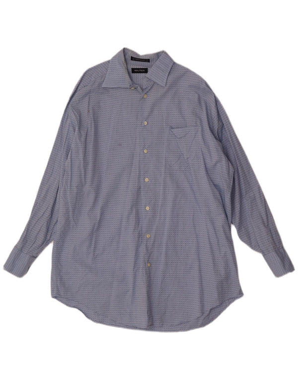 Camicia da uomo Nautica taglia 16 1/2 grande cotone a quadri blu