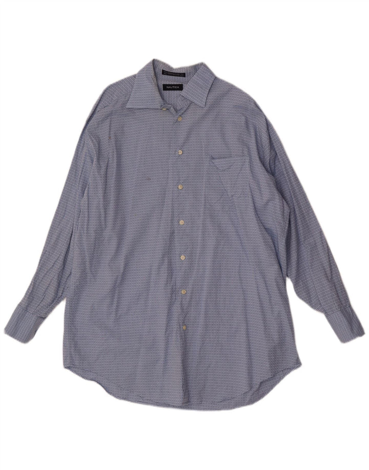 Camicia da uomo Nautica taglia 16 1/2 grande cotone a quadri blu