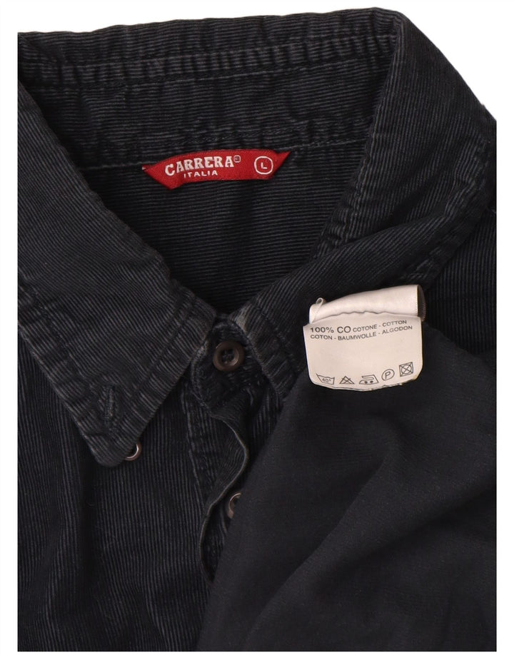 Camicia da uomo in velluto a coste Carrera grande in cotone blu navy