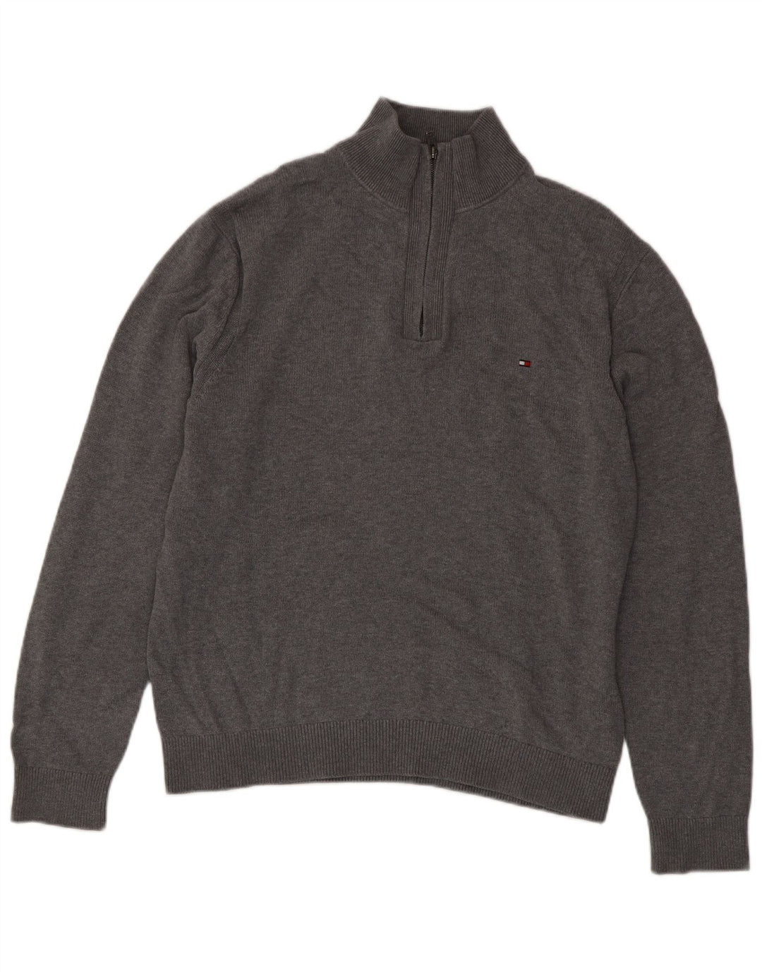 Maglione maglione con zip da uomo Tommy Hilfiger XL in cotone grigio