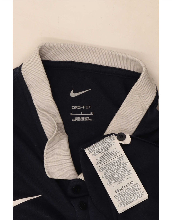 Polo grafica da uomo Nike Dri Fit piccola in poliestere color block blu navy