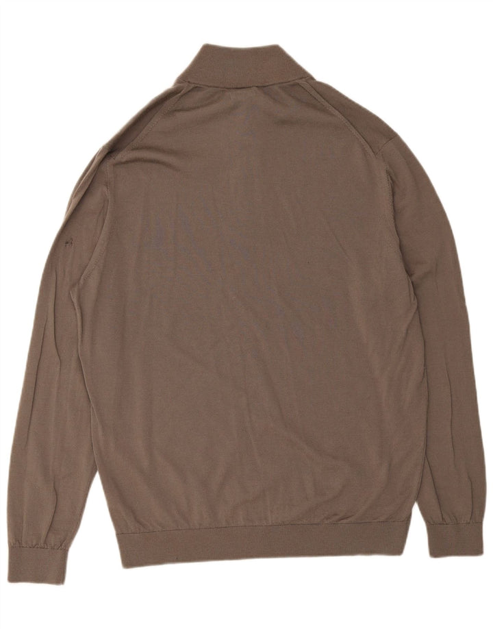 Massimo Dutti Maglione da uomo con zip e collo 2XL in lana marrone