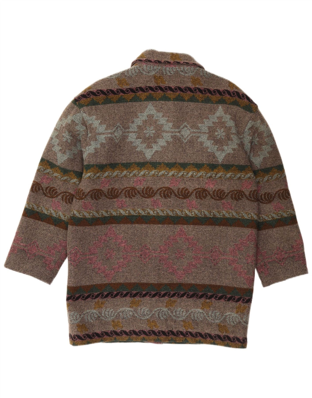 Cappotto vintage da donna UK 14 grande grigio geometrico