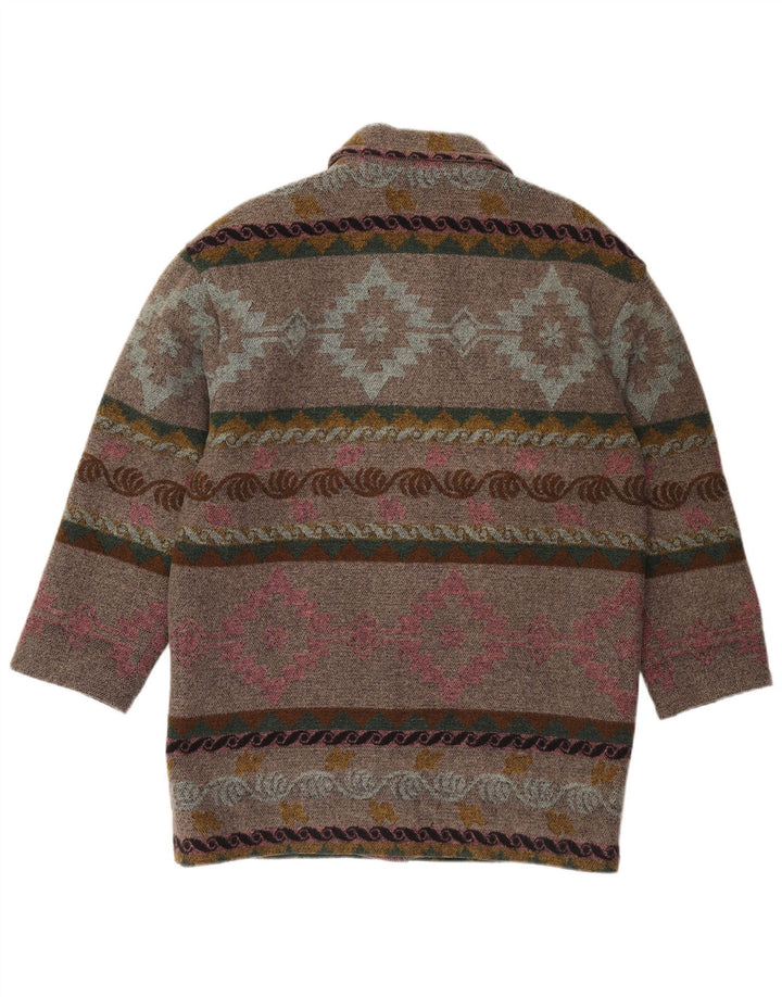 Cappotto vintage da donna UK 14 grande grigio geometrico