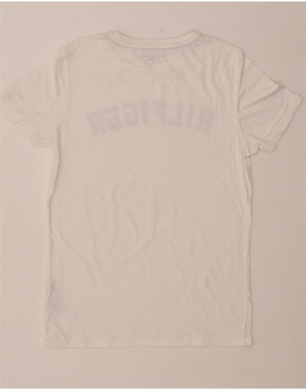 TOMMY HILFIGER T-shirt grafica da donna Top UK 14 Cotone bianco medio