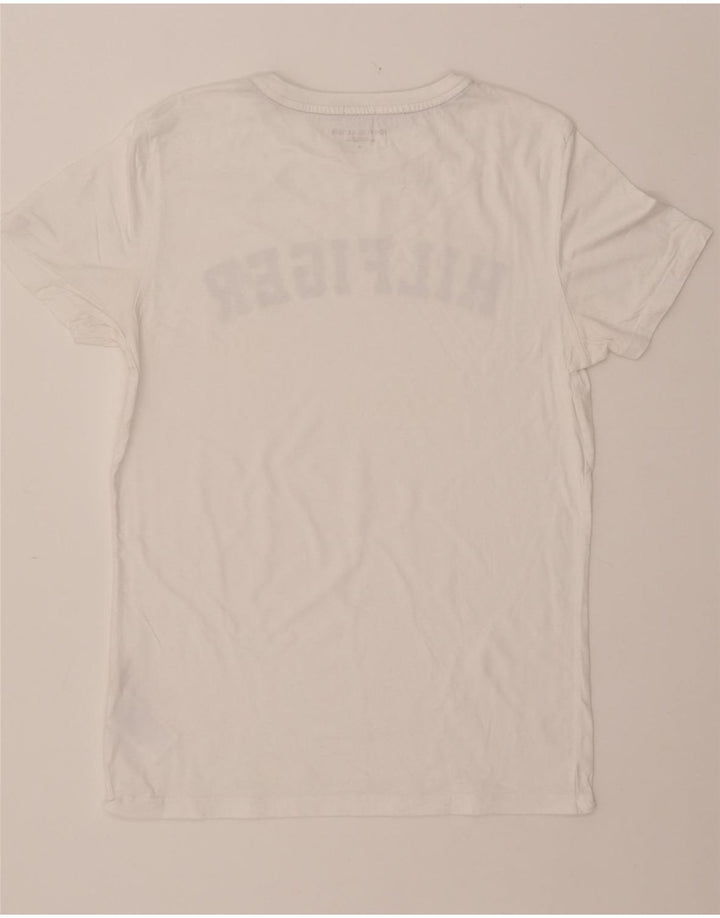 TOMMY HILFIGER T-shirt grafica da donna Top UK 14 Cotone bianco medio
