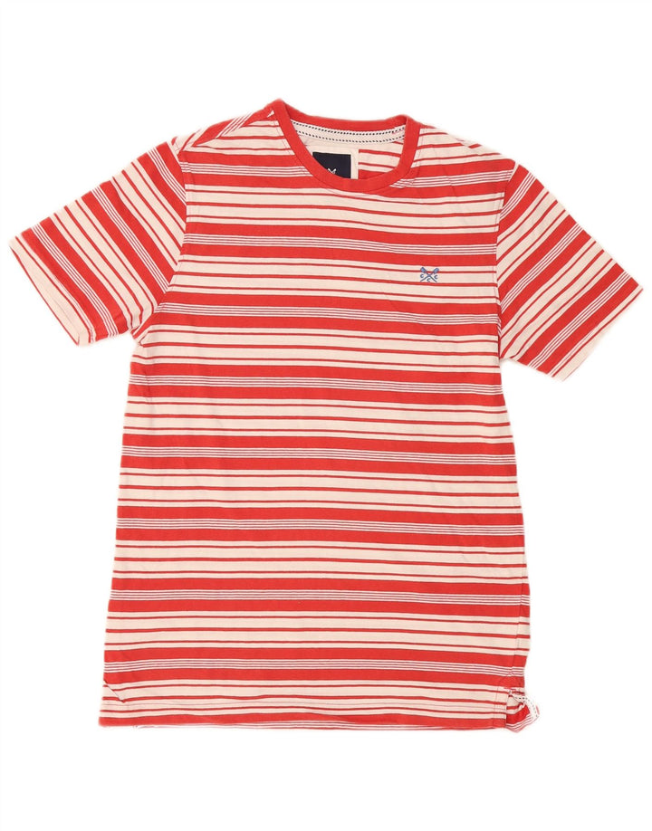 Crew Clothing T-shirt da uomo Top in cotone a righe rosse medie
