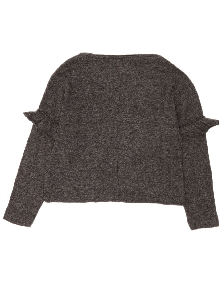 Top corto oversize da donna Zara a maniche lunghe UK 10 piccolo poliestere grigio