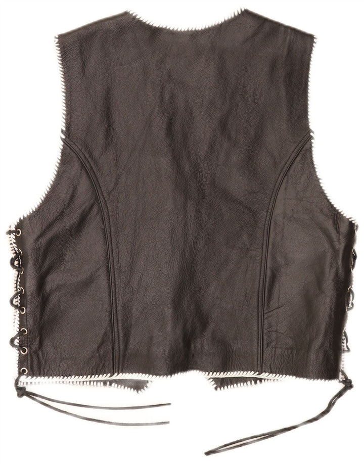 Gilet in pelle Motorstyle da uomo MDM grande nero