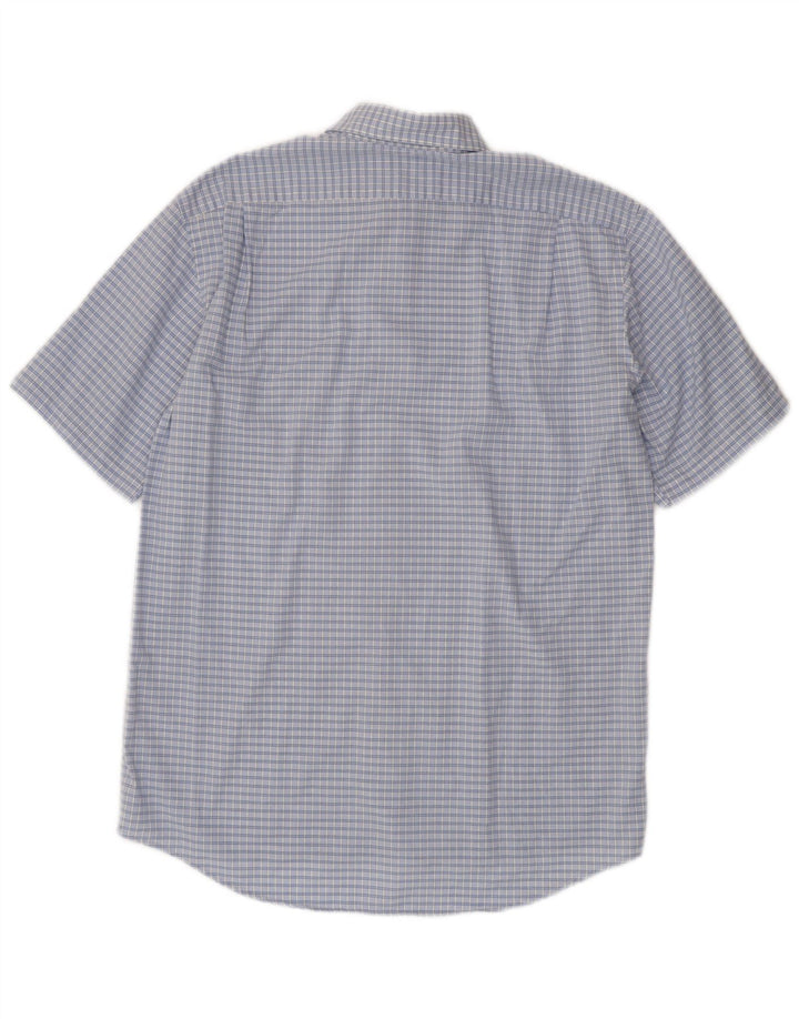 Camicia a maniche corte da uomo Lacoste taglia 40 in cotone a quadri blu medio